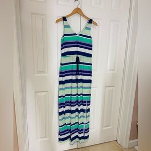 Small Striped Maxi Dress in Blue and Green soft comfy resort beachwear